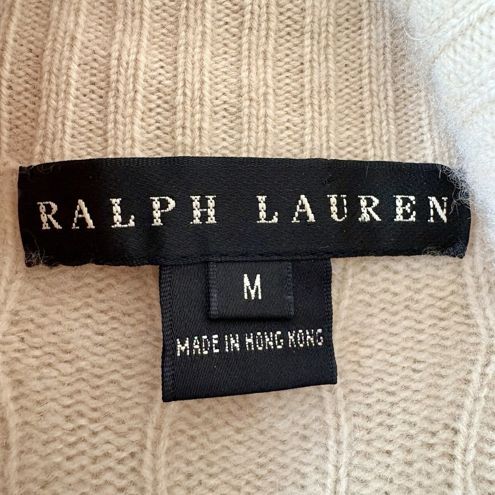 Ralph Lauren Black Label cashmere wraparound shawl collar cablenknit sweater - Picture 8 of 12